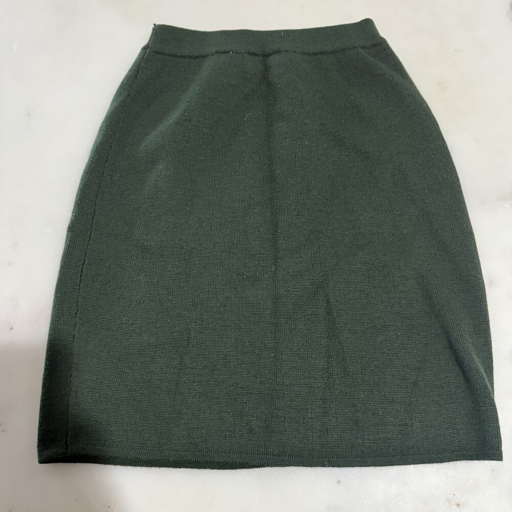 VTG Lord & Taylor 100% Wool Knit Mini Pencil Skirt Women's PM Forest Green